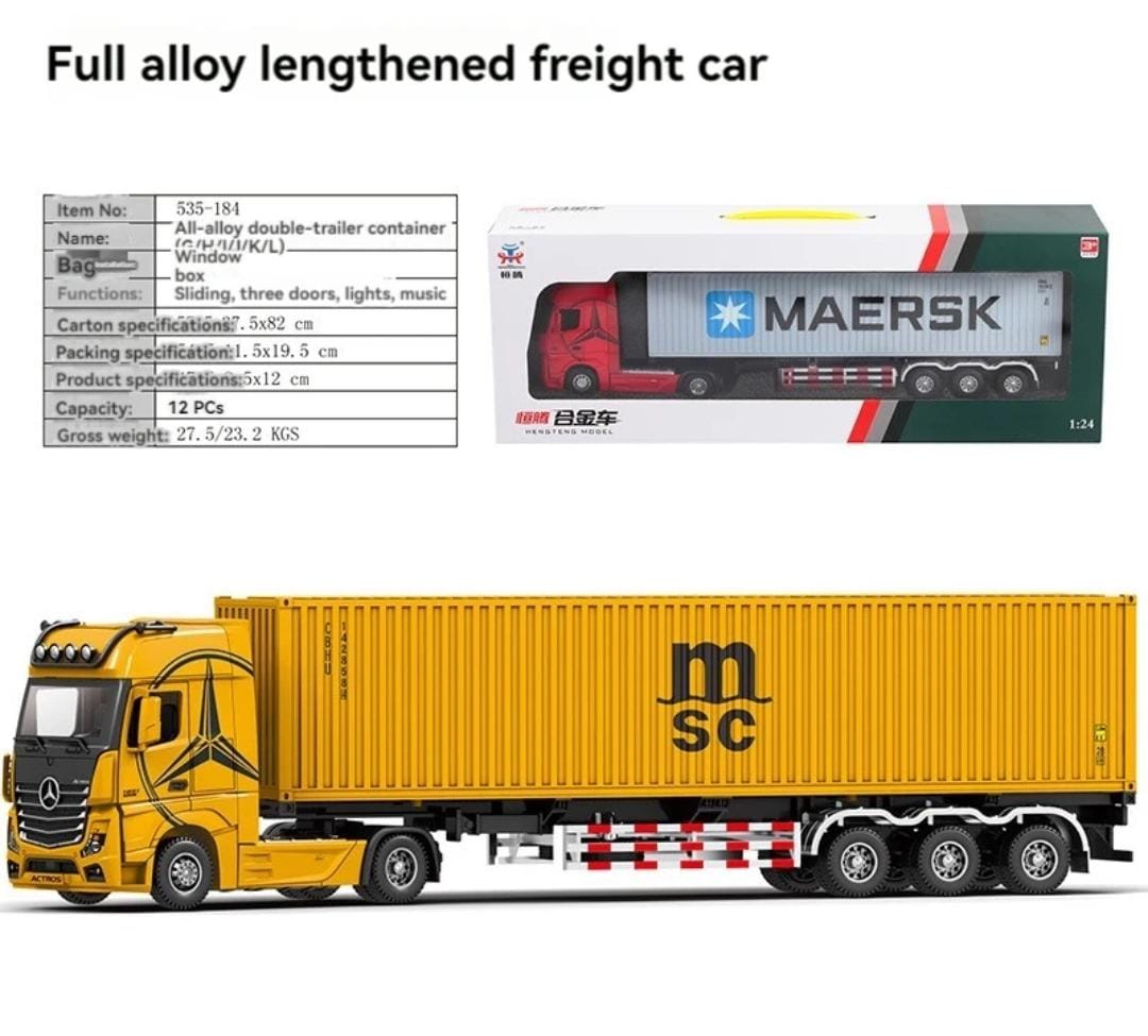 1:24 Diecast Metal Transport Container Truck