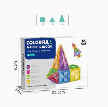 16Pcs Colorful Magnetic Tiles Building Blocks