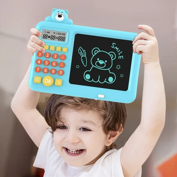 Rechargeable 2in1 Kids LCD Tablet With Calculator - Blue