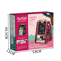 72cm Multi-functional Artistic Drawing Board With Book Shelf - Pink