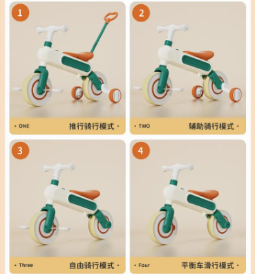 Multi-functional Ride-on Balance Tricycle With Light & Music - Green