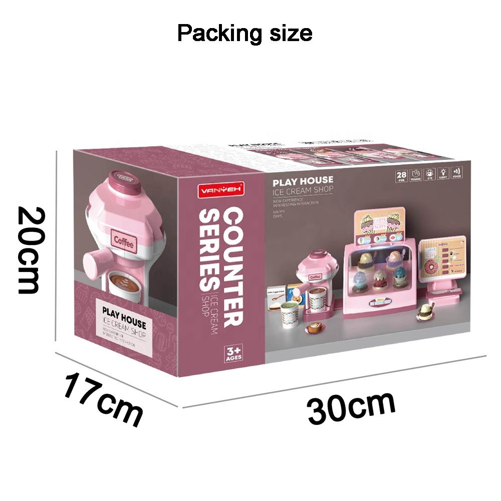 28Pcs Pretend Play Ice-Cream Shop With Coffee Maker