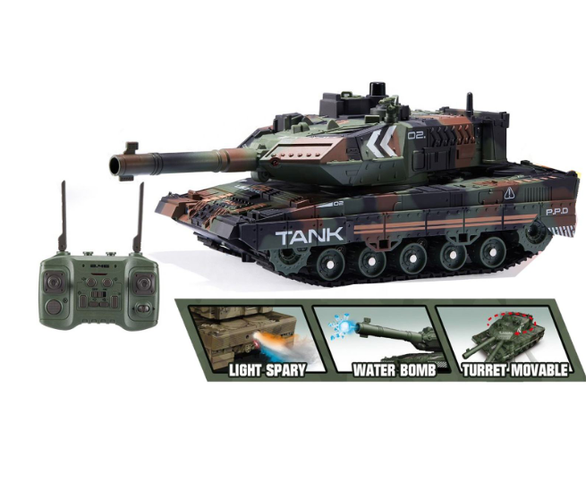 2.4G RC Spray & Water Bullet Shooting Military Tank