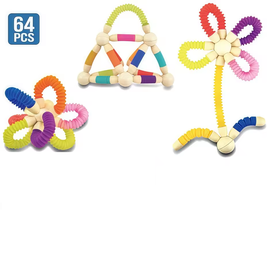 28Pcs Kids Flexible Tube Magnetic Block Building Set