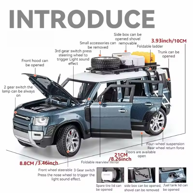 1:24 Diecast Genuine Authorized Land Rover Defender Model