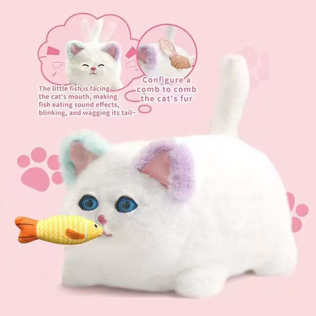 Realistic Plush Persian Cat With Wagging Tail & Winking Eyes