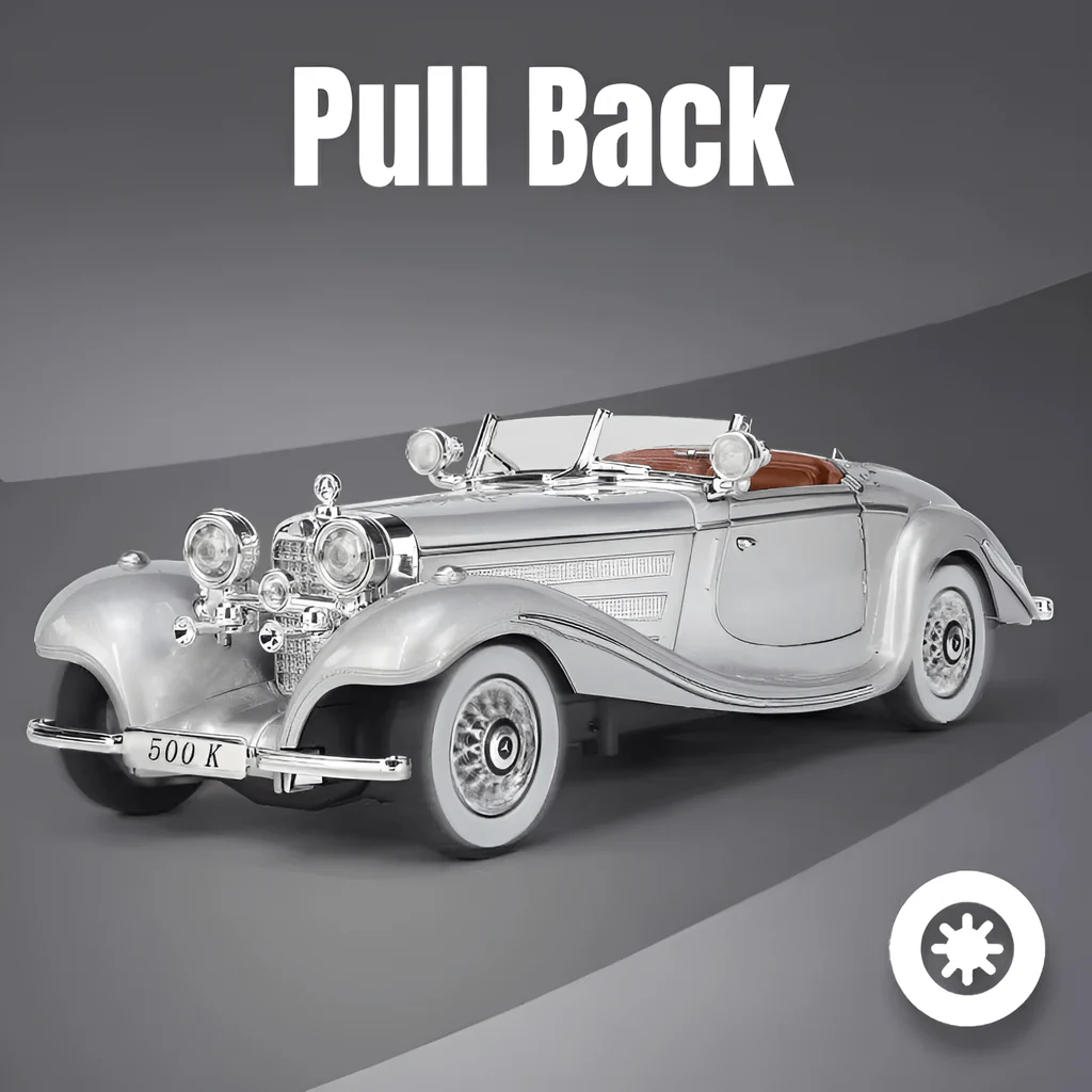 1:24 Diecast Benz 500K Classic Model With Acrylic Box - White