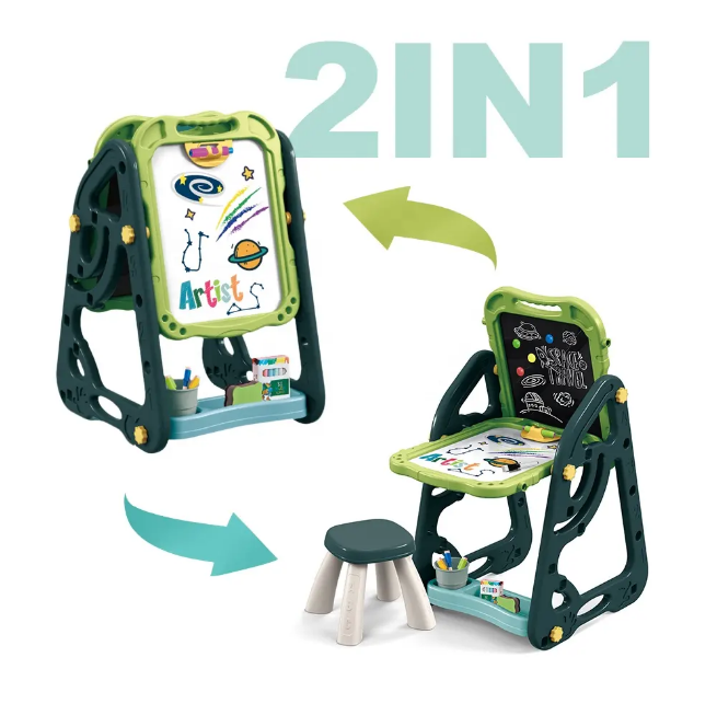 Multi-functional Artistic Drawing Board With Stool - Green