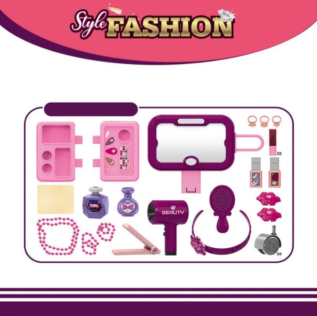 31Pcs Pretend Play Girls Fashion Trolley