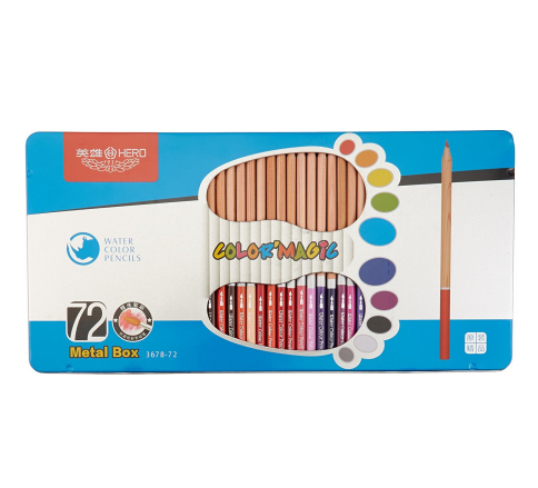 72Pcs Water Color Pencils Set With Tin Box