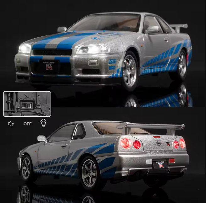 1:24 Diecast Nissan Skyline GTR-R34 Model Car