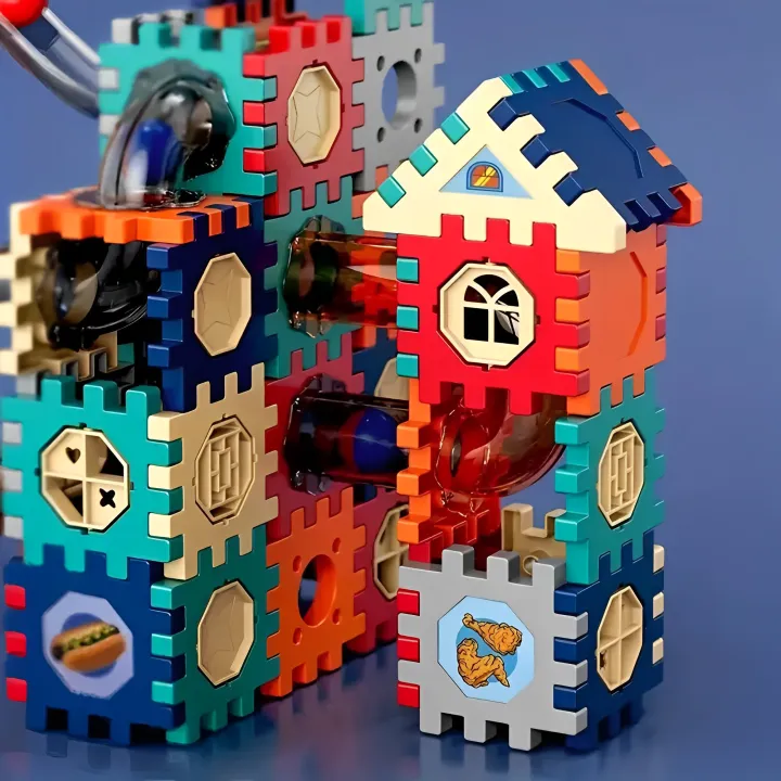 182Pcs DIY Marble Run Gear Building Block Set