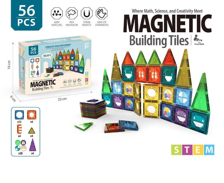 56Pcs Creative Magnetic Building Tiles Block