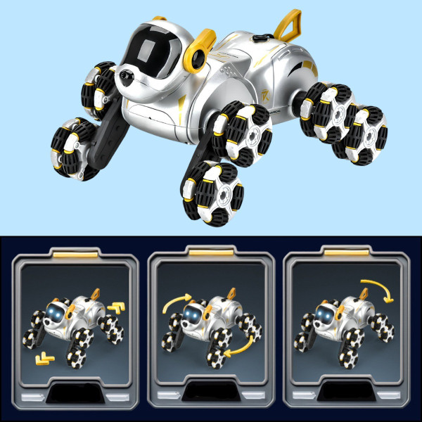 Remote & Watch Control Stunt Spray 8-Wheels Robot Dog