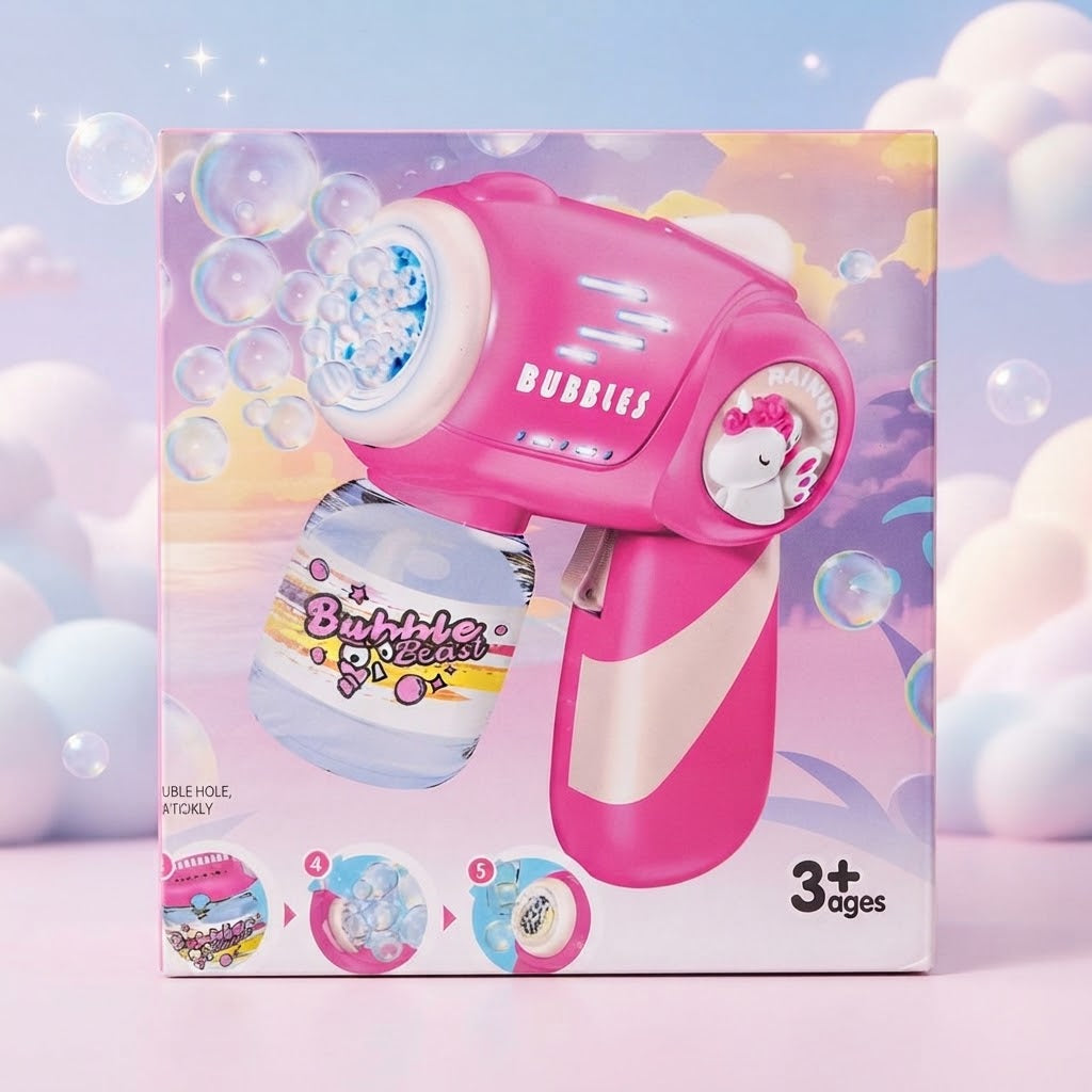 5 Holes Unicorn Themed Colorful Bubble Gun