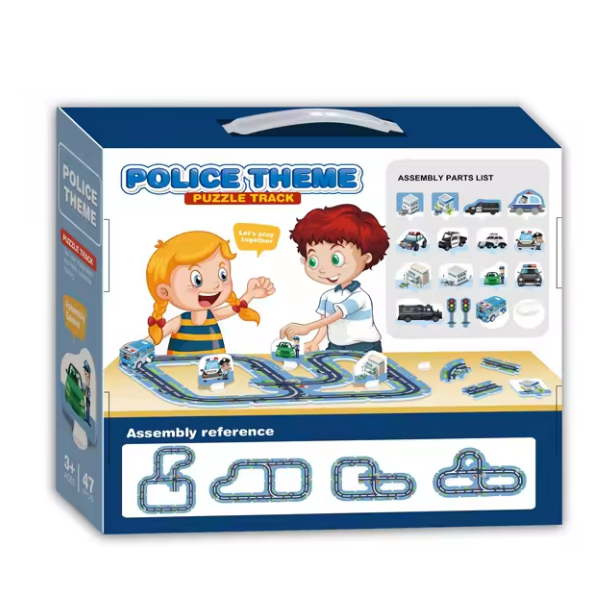 47Pcs DIY Police Themed Puzzle Car Track Set