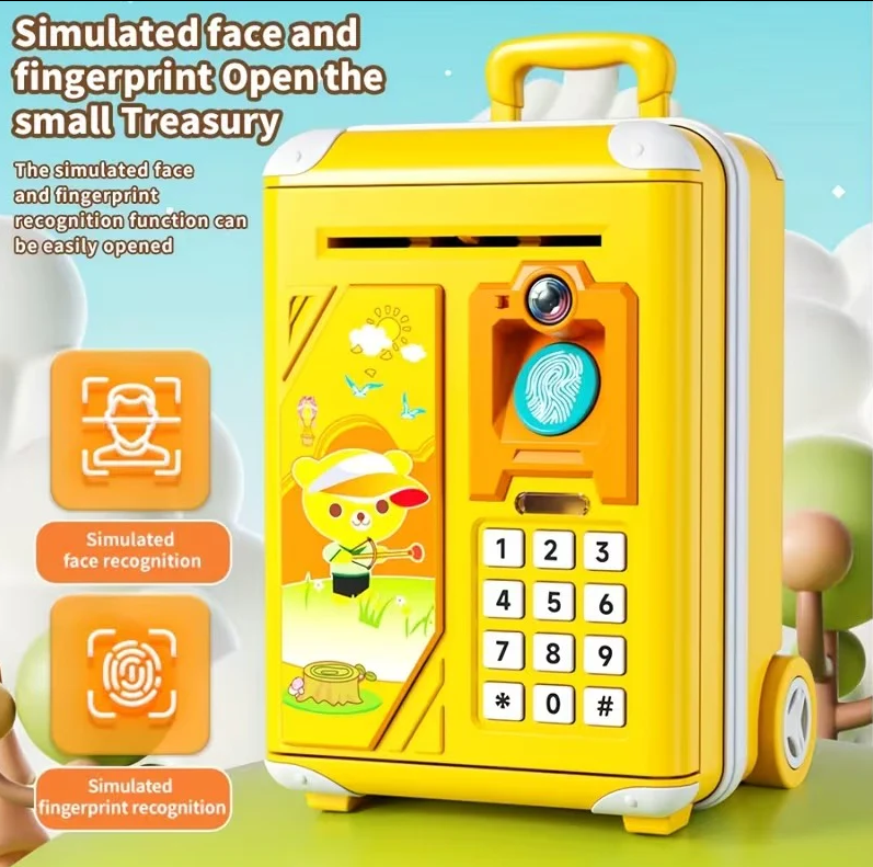 Kids Cartoon Fingerprint & Face Recognition ATM Machine - Yellow