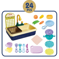 24Pcs Pretend Play Kids Kitchen Sink With Accessories