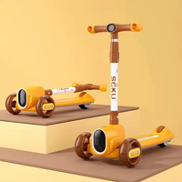 3in1 Kids Foldable Scooter With Light & Music - Orange
