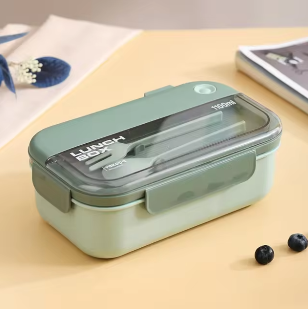 1100ml Premium Plastic Lunch Box With Spoon & Fork