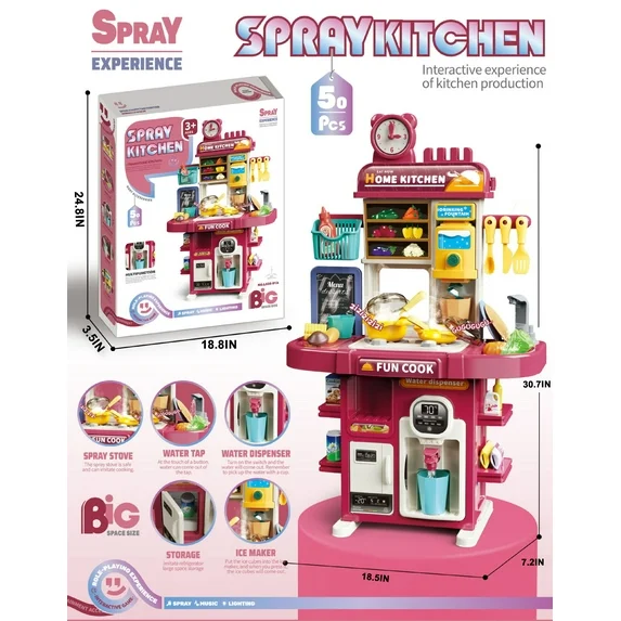 50Pcs Kids Pretend Chef Kitchen Set