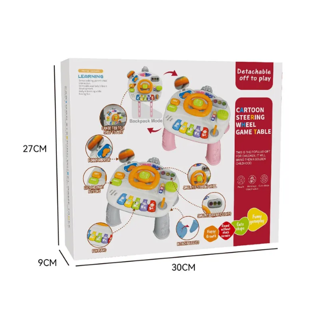 Multi-functional Kids Steering Wheel Game Table - Pink