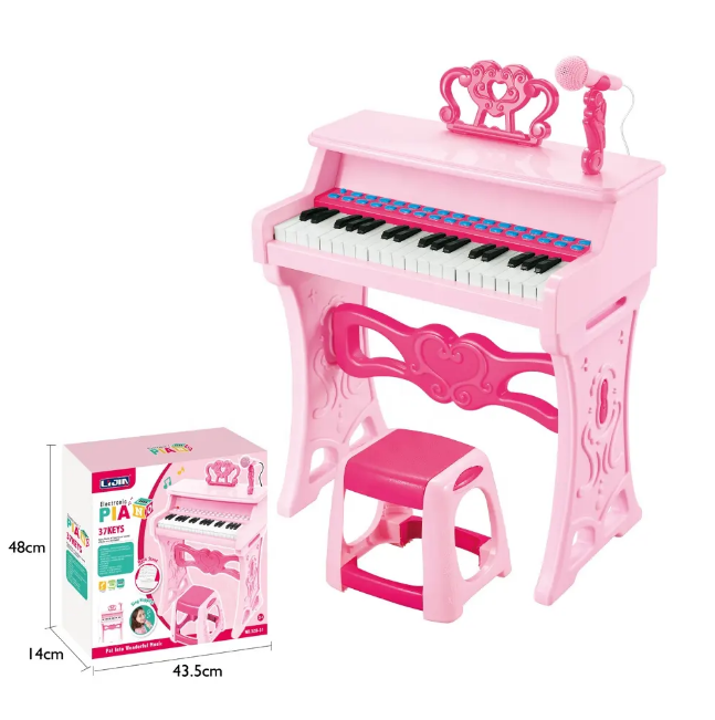 37 Keys Electronic Keyboard Piano With Microphone & Stool