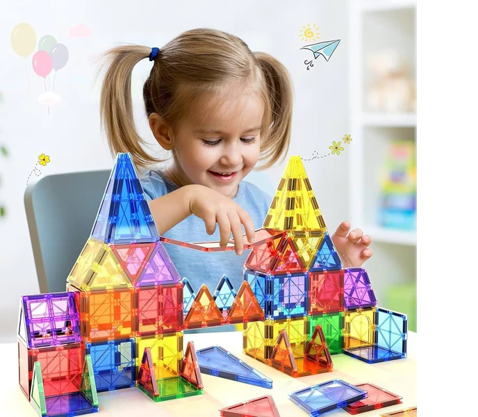 30Pcs Magnetic Tiles Building Blocks 