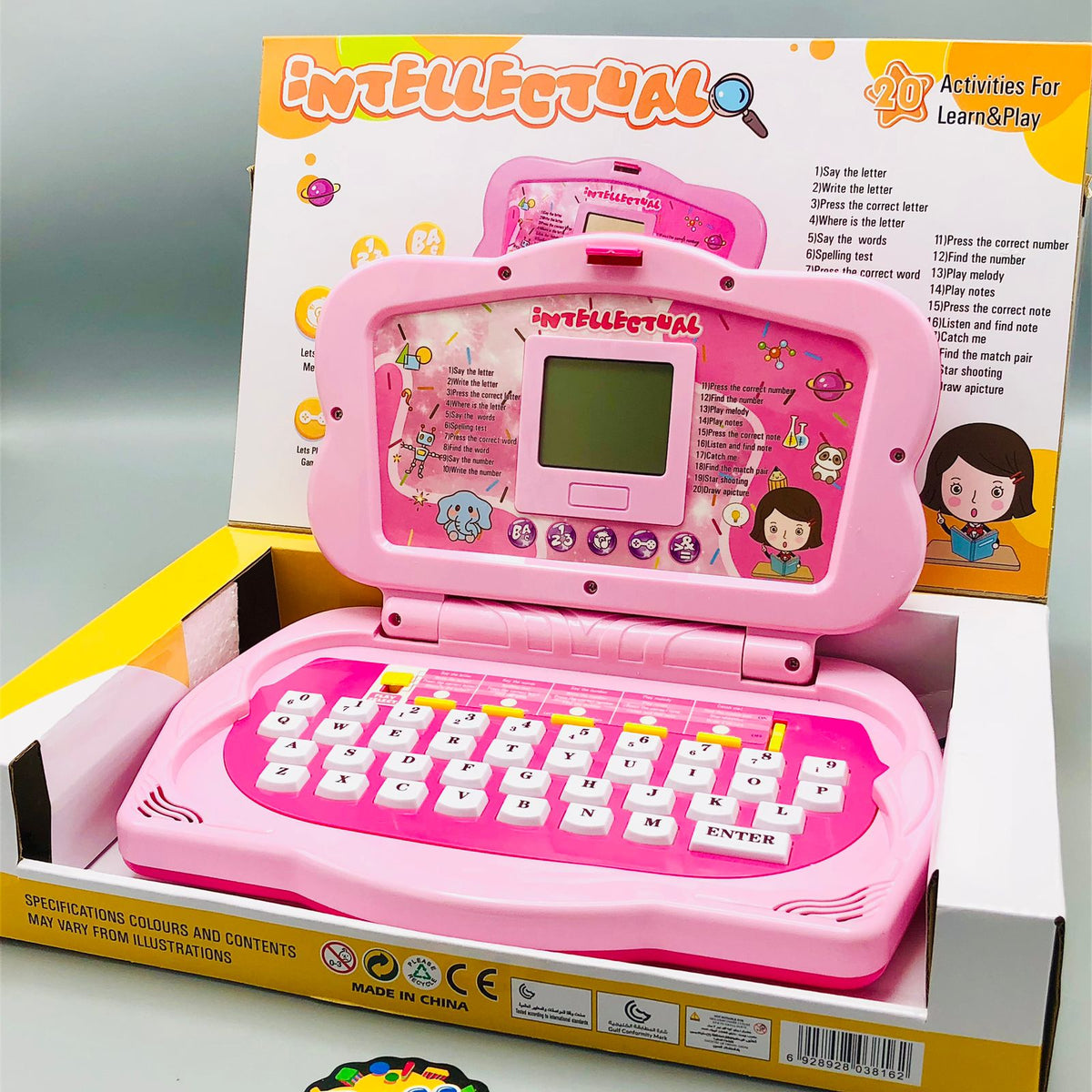 20 Activities Kids Intellectual Mouse Control Laptop - Pink