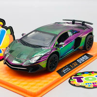 1:32 Diecast Lamborghini Aventador With Acrylic Display Box - Metallic Green