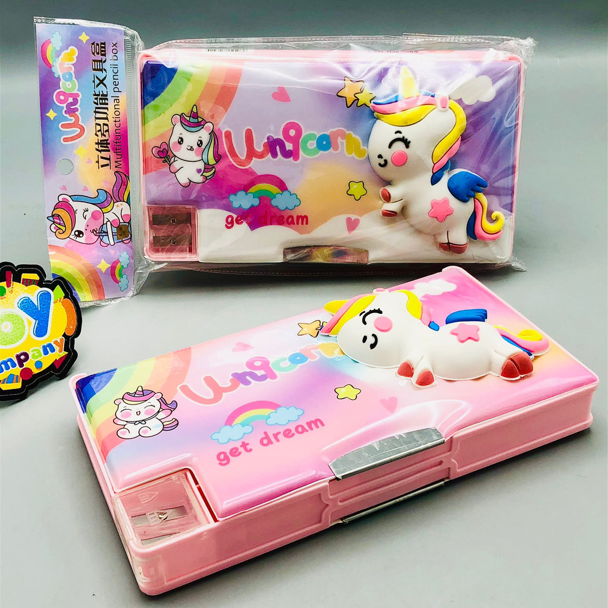 Unicorn Double Sided Geometry Box With Dual Sharpener