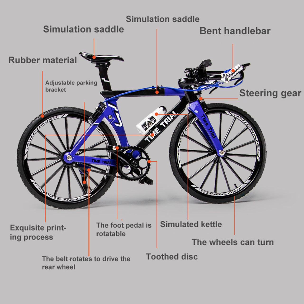 1:8 Diecast Metal Time Trial Racing Bicycle Toy