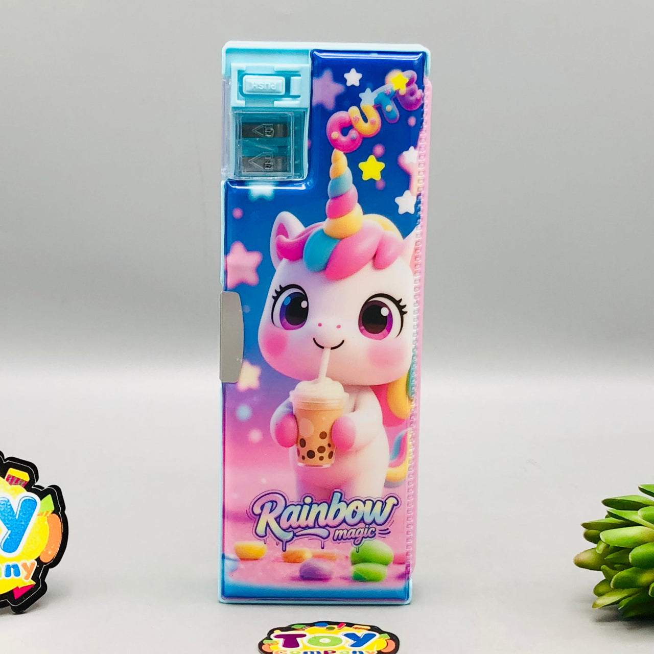 Rainbow Unicorn Double-Sided Geometry Box With Dual Sharpener