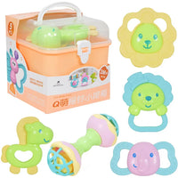5Pcs Premium Baby Animal Rattles & Teether Set - Assortment