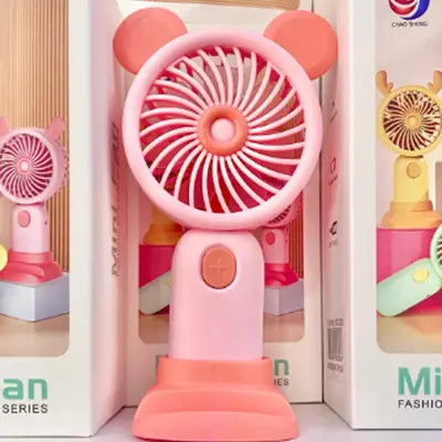 Mini Rechargeable Adorable Design Fan With Mobile Phone Bracket