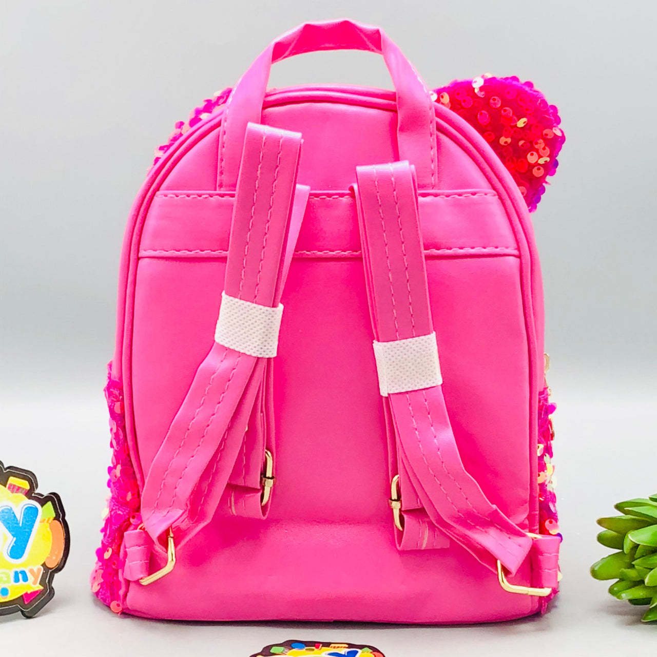 7.5* Inches Girls Fancy Kitty Backpack - Dark Pink