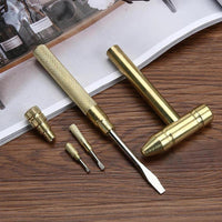 5in1 Portable Mini Brass Hammer With Screwdrivers