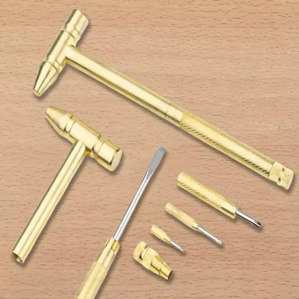 5in1 Portable Mini Brass Hammer With Screwdrivers
