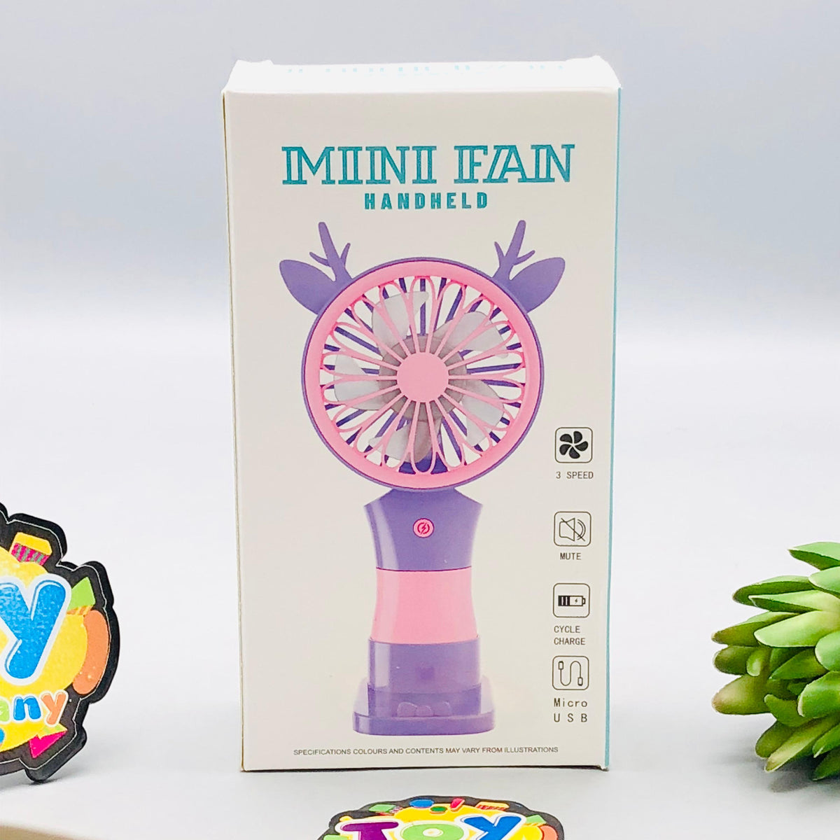 6.5" Rechargeable Cute Bow Design Mini Fan With Light