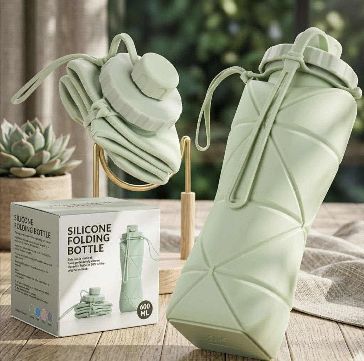 600ml Silicon Foldable Water Bottle