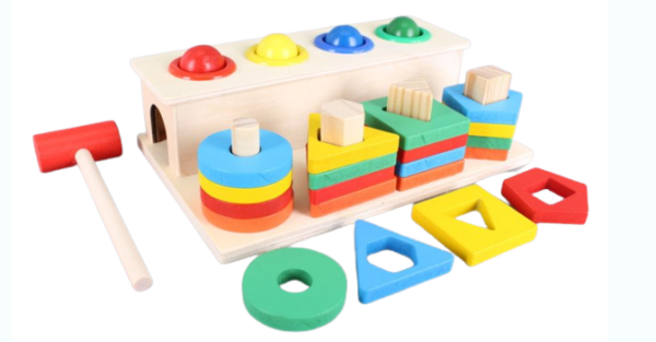 Wooden 2in1 Shape Sorter & Pounding Game