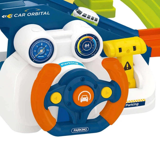 Kids Rail Train & Car Adventure Track Set With 6Pcs Cars