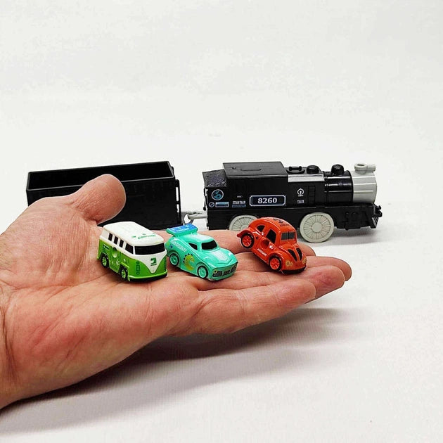 Kids Rail Train & Car Adventure Track Set With 6Pcs Cars