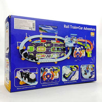 Kids Rail Train & Car Adventure Track Set With 6Pcs Cars