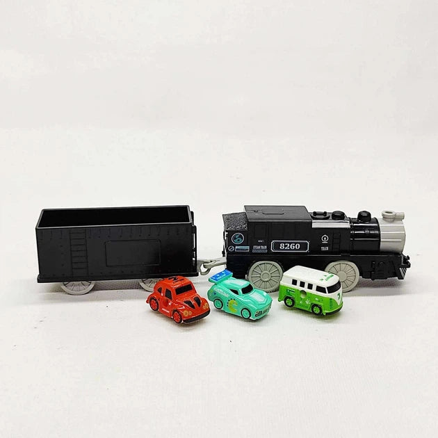 Kids Rail Train & Car Adventure Track Set With 6Pcs Cars