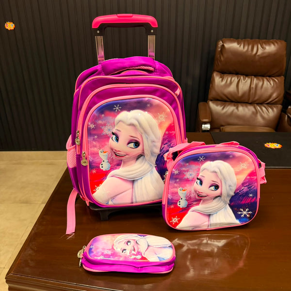 15* Inches Premium Frozen Trolley School Bag Set