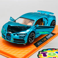 1:32 Diecast Bugatti Chiron With Acrylic Display Box - Aqua Blue