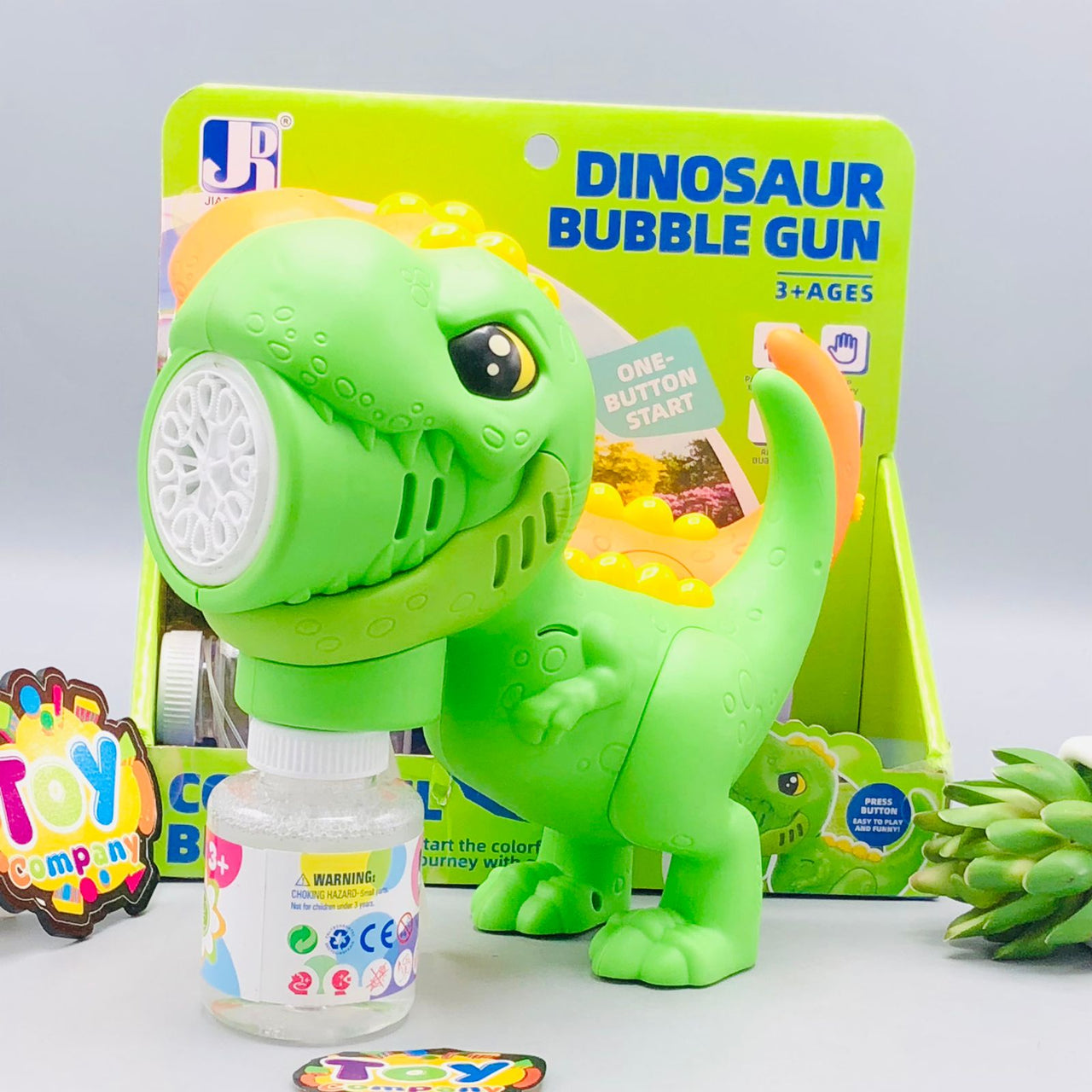 12 Holes Battery Operated Dinosaur Colorful Bubble Gun