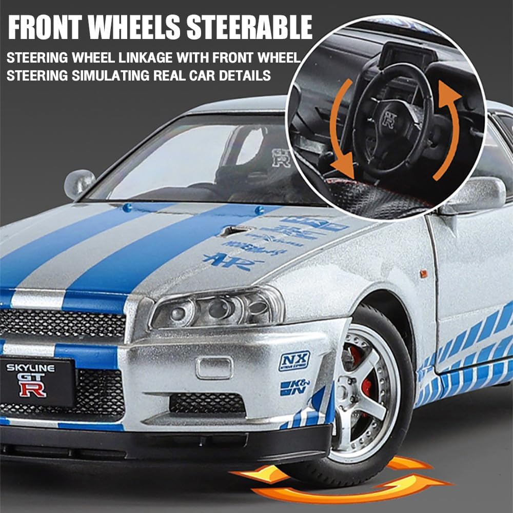 1:24 Diecast Nissan Skyline GT-R R34 Model Car