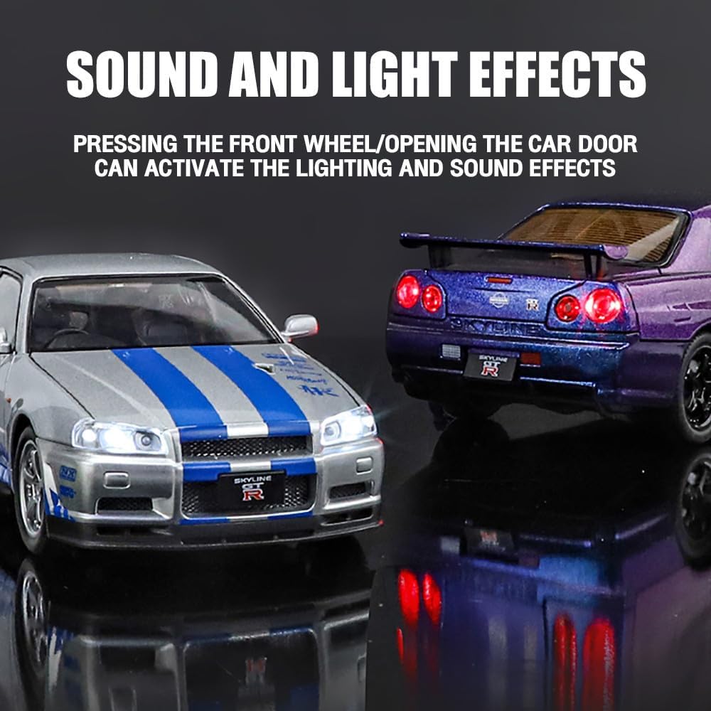 1:24 Diecast Nissan Skyline GT-R R34 Model Car